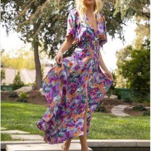 Night cap clothing plum rose maxi dress (Small)